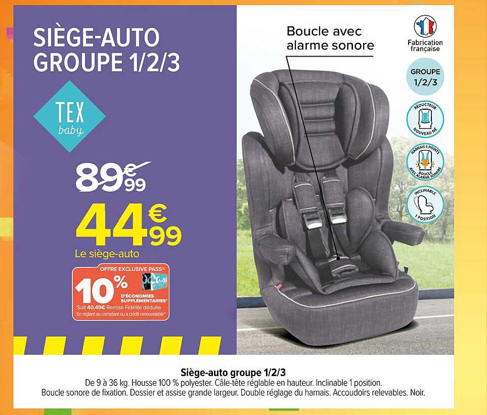 siège-auto groupe 1-2-3 tex baby