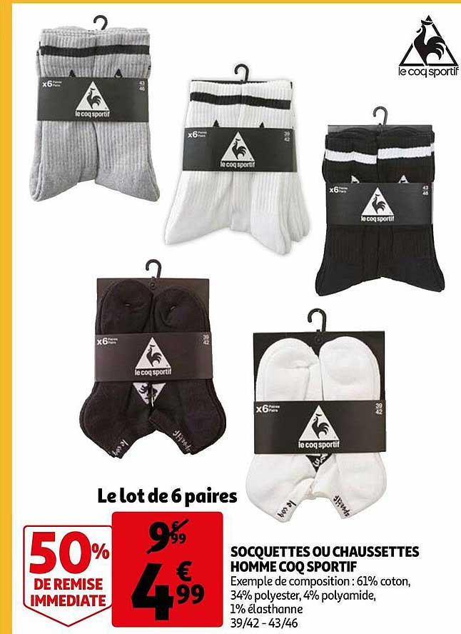 socquettes ou chaussettes homme coq sportif