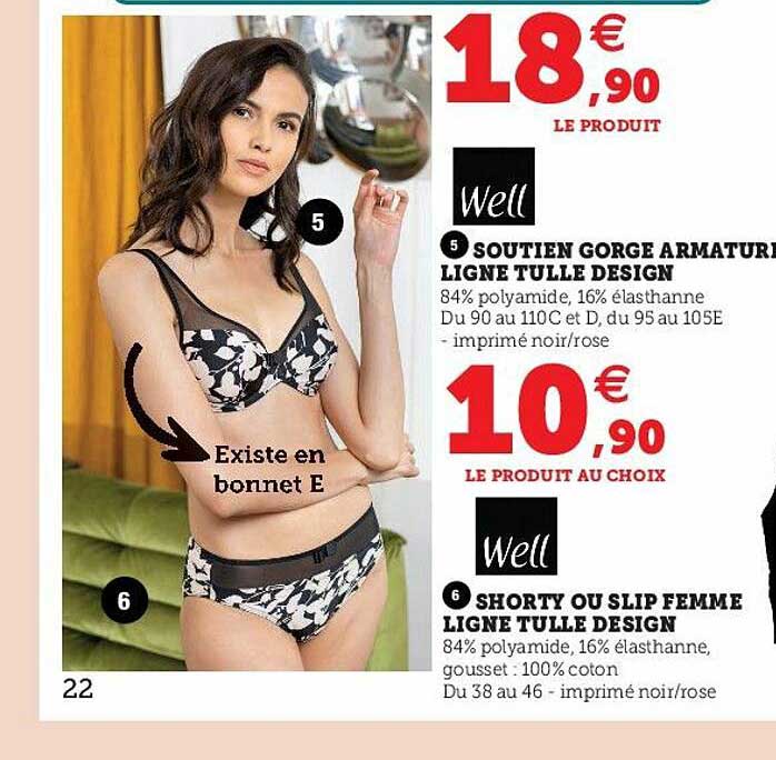 Soutien Gorge Armature Ligne Tulle Design Well, Shorty Ou Slip Femme Ligne Tulle Design Well