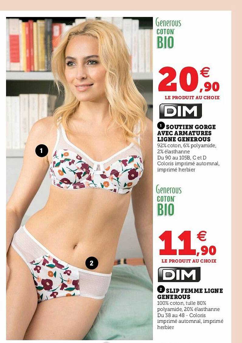 soutien gorge avec armatures ligne generous dim, slip femme ligne generous dim