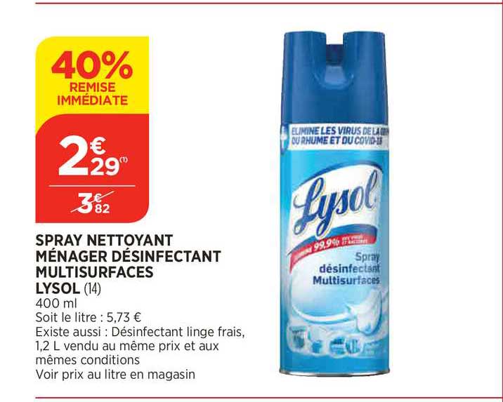 spray nettoyant ménager désinfectant multisurfaces lysol