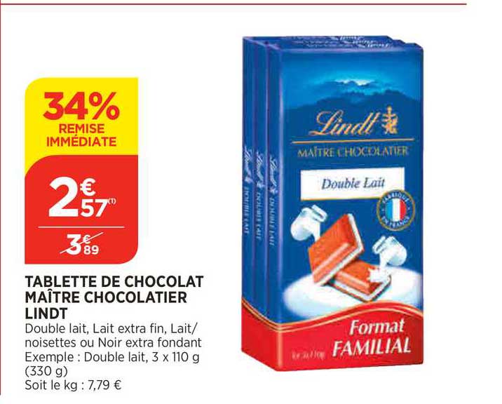 tablette de chocolat maître chocolatier lindt