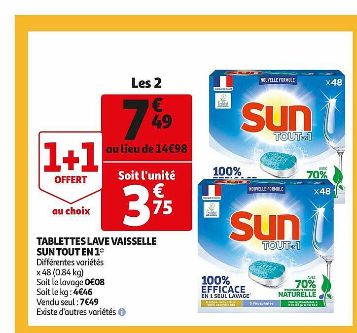 tablettes lave vaisselle sun tout en 1