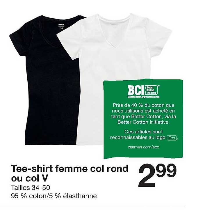 Tee-shirt Femme Col Rond Ou Col V