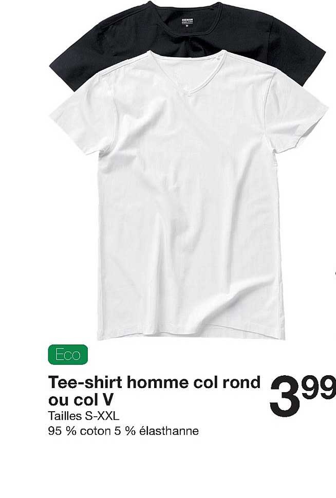 tee-shirt homme col rond ou col v