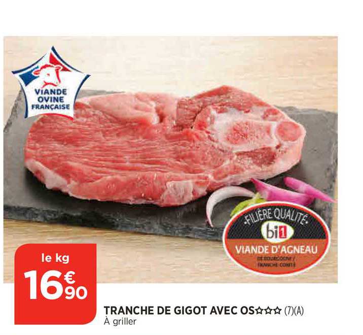 viande d'agneau : tranche de gigot avec os
