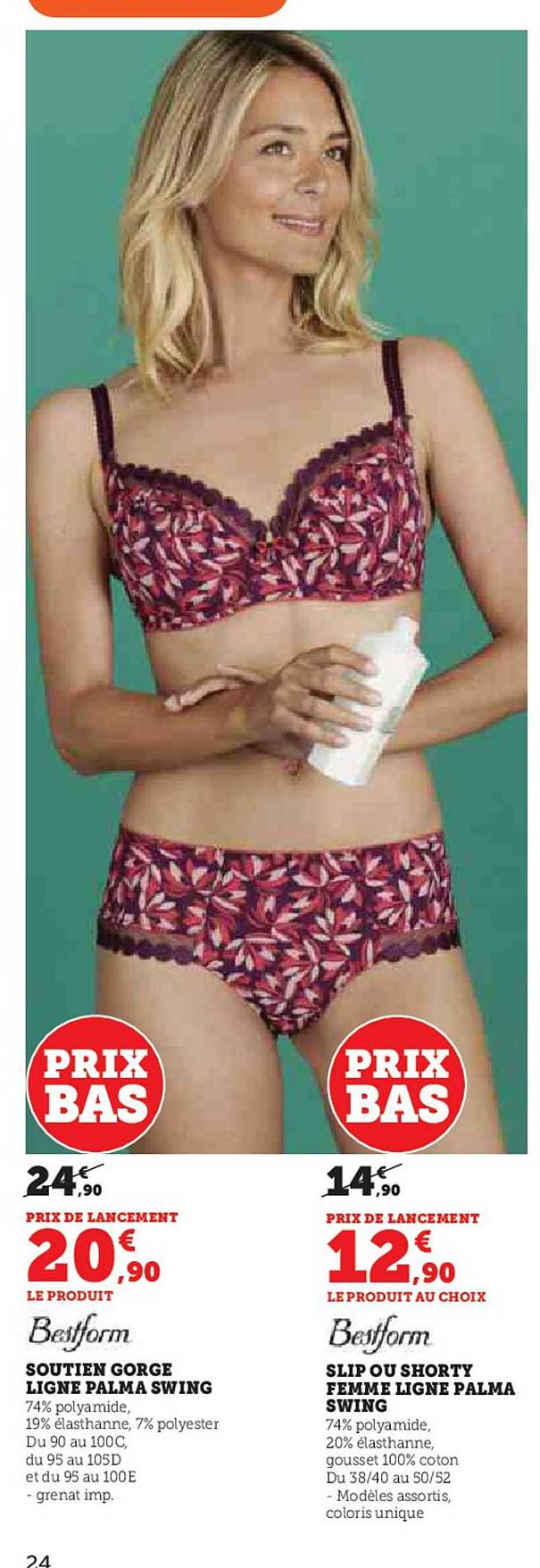 soutien gorge ligne palma swing bestform, slip ou shorty femme ligne palma swing bestform