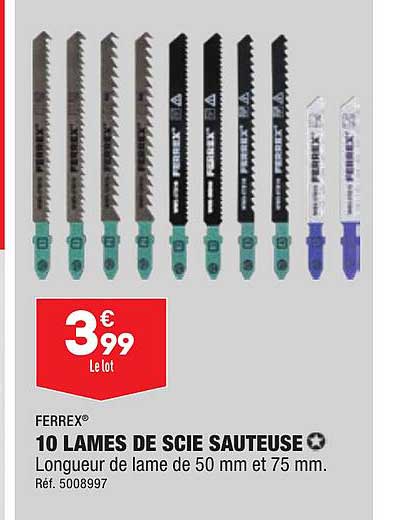 10 Lames De Scie Sauteuse Ferrex