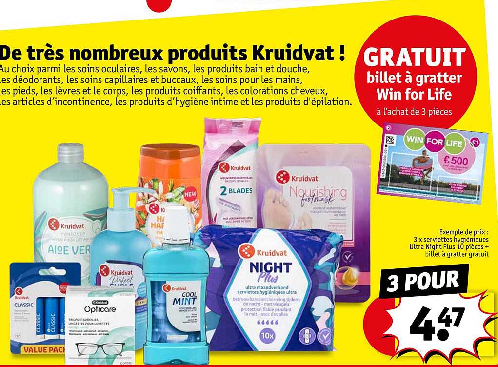 3 x serviettes hygiéniques ultra night plus 10 pièces + billet à gratter gratuit