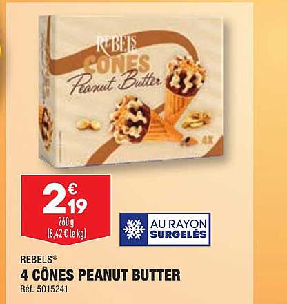 4 cônes peanut butter rebels