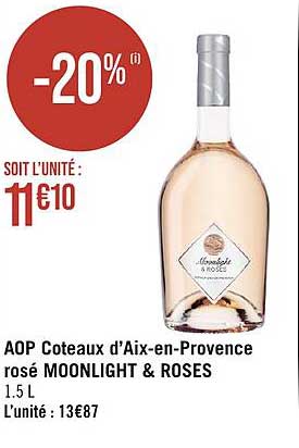 aop côteaux d'aix-en-provence rosé moonlight & roses