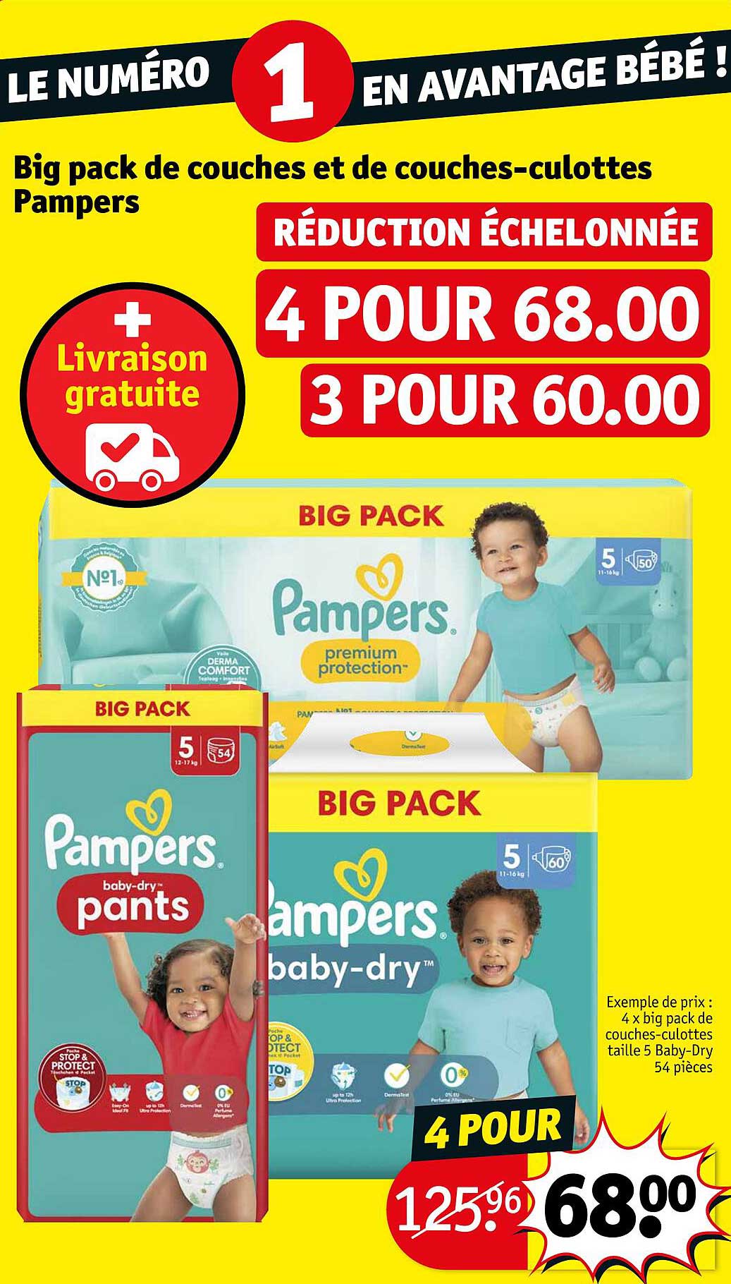 big pack de couches et de couches-culottes pampers
