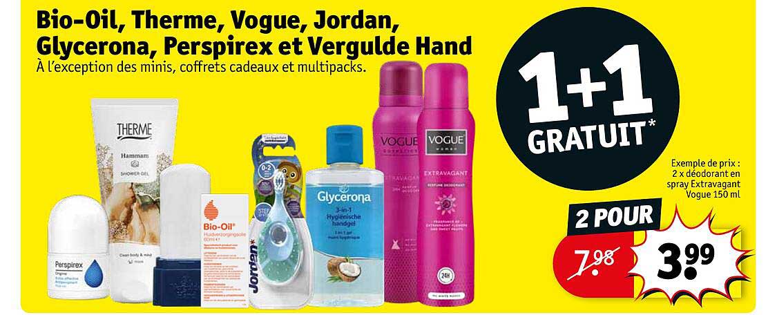 bio-oil, therme, vogue, jordan, glycerona, perspirex et vergulde hand