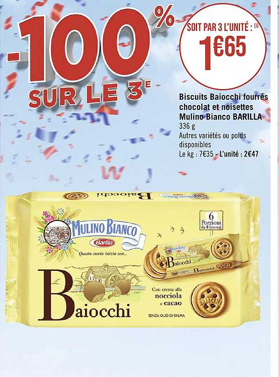 biscuits baiocchi fourrés chocolat et noisettes mulino bianco barilla