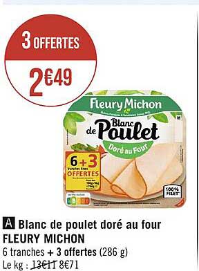 Blanc De Poulet Doré Au Four Fleury Michon