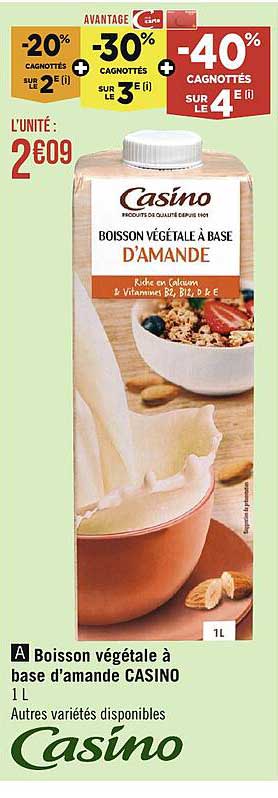 boisson végétale à base d'amande casino