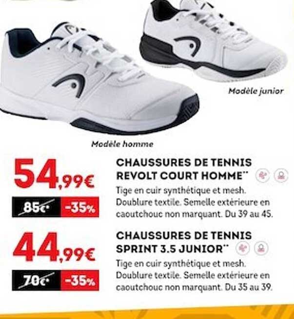 chaussures de tennis revolt court homme, chaussures de tennis sprint 3.5 junior