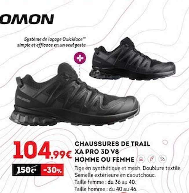 chaussures de trail xa pro 3d v8 homme ou femme
