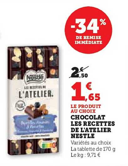 chocolat les recettes de l'atelier nestlé