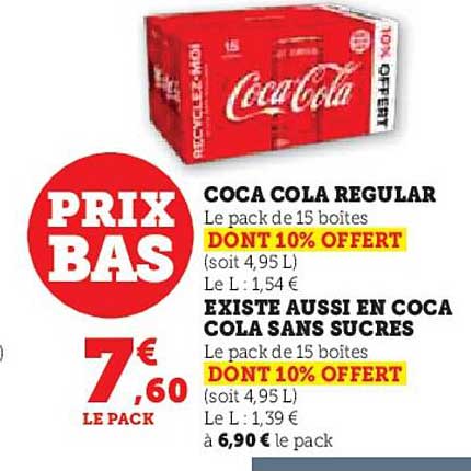 coca cola regular existe aussi en coca cola sans sucres