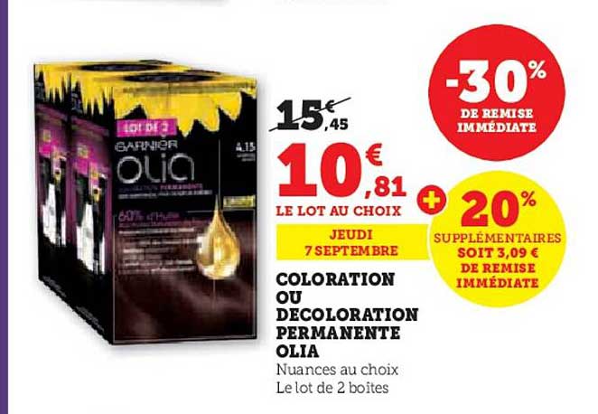 coloration ou décoloration permanente olia