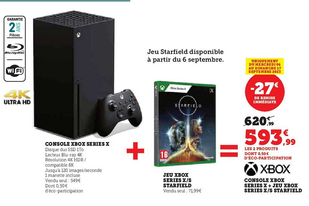 console xbox séries x + jeu xbox séries x/s starfield