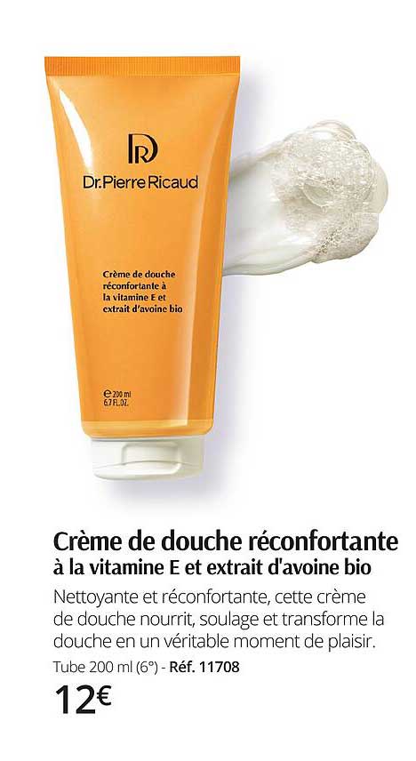 crème de douche réconfortante à la vitamine e et extrait d'avoine bio