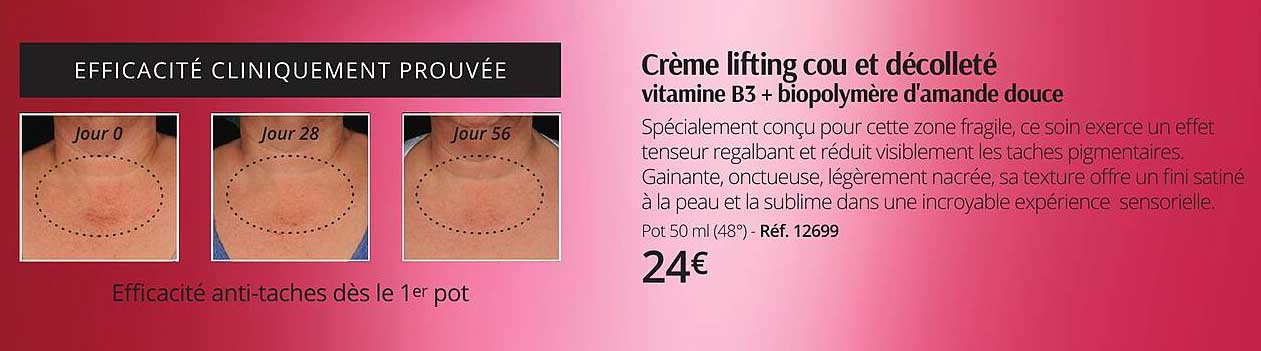 crème lifting cou et décolleté vitamine b3 + biopolymère d'amande douce