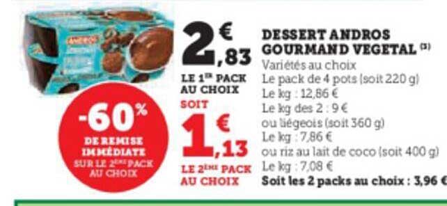 Dessert Andros Gourmand Végétal