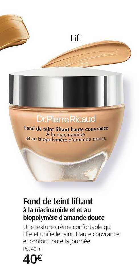 fond de teint liftant à la niacinamide et au biopolymère d'amande douce