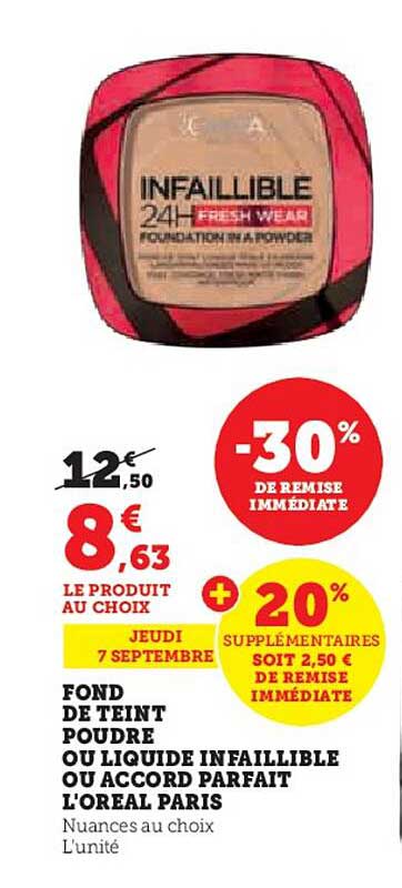 fond de teint poudre ou liquide infaillible ou accord parfait l'oréal paris