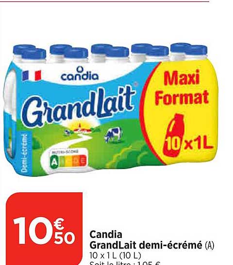 grandLait demi-écrémé candia