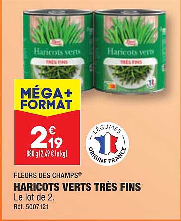 haricots verts très fins fleurs des champs