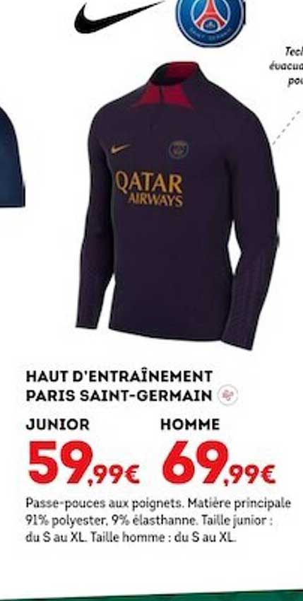 haut d'entraînement paris saint-germain nike