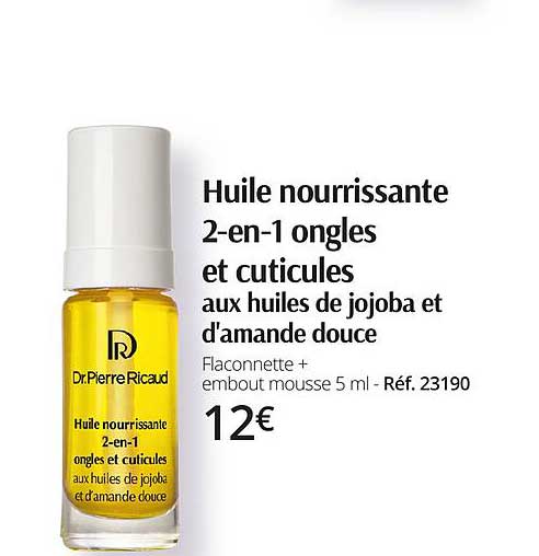 huile nourrissante 2-en-1 ongles et cuticules aux huiles de jojoba et d'amande douce
