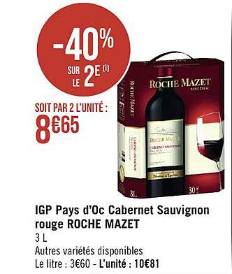 igp pays d'oc cabernet sauvignon rouge roche mazet