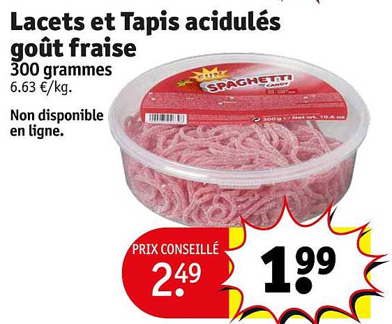 lacets et tapis acidulés goût fraise