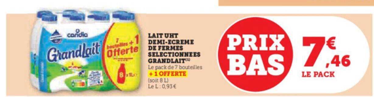 lait uht demi-écrémé de fermes sélectionnées grandlait
