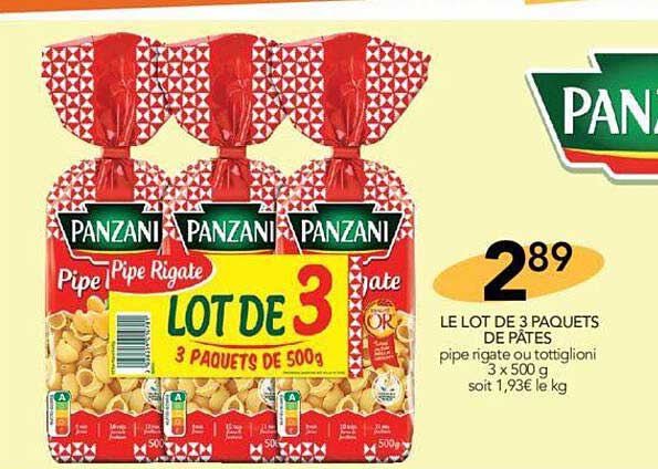 le lot de 3 paquets de pâtes panzani