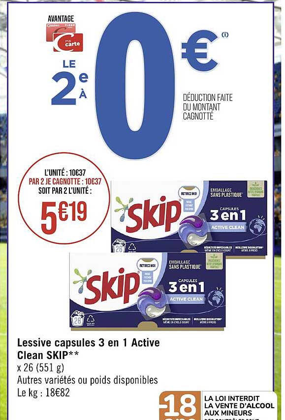 Lessive Capsules 3 En 1 Active Clean Skip