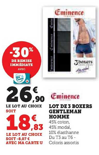 Lot De 3 Boxers Gentleman Homme éminence