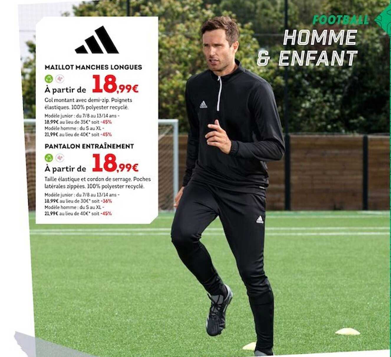 maillot manches longues, pantalon entraînement adidas