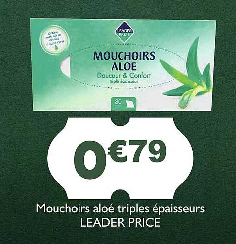 mouchoirs aloé triples épaisseurs leader price