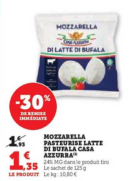 mozzarella pasteurisé latte di bufala casa azzurra