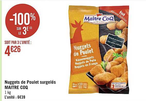 nuggets de poulet surgelés maître coq