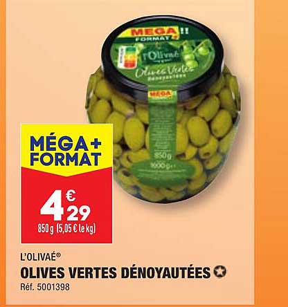 Olives Vertes Dénoyautées L'olivaé