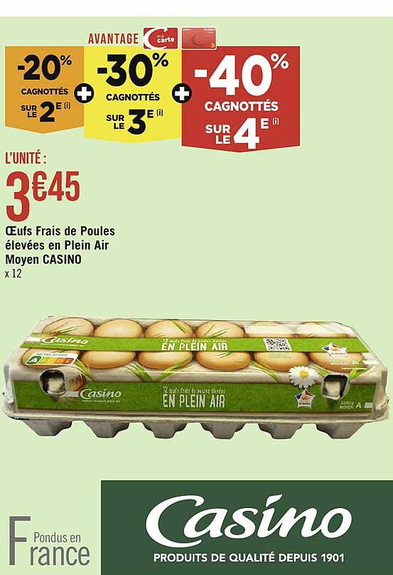 œufs frais de poules élevées en plein air moyen casino