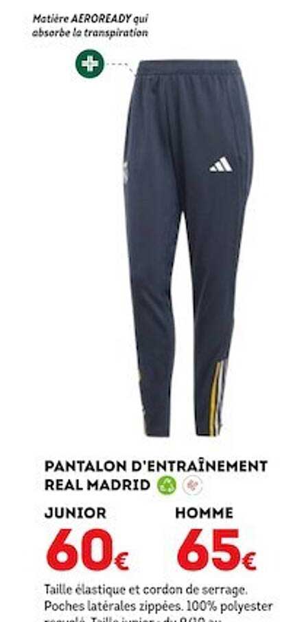 pantalon d'entraînement real madrid adidas