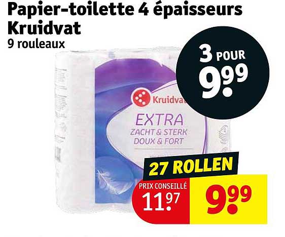 papier-toilette 4 épaisseurs kruidvat