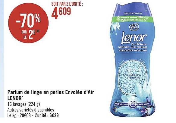 parfum de linge en perles envolée d'air lenor